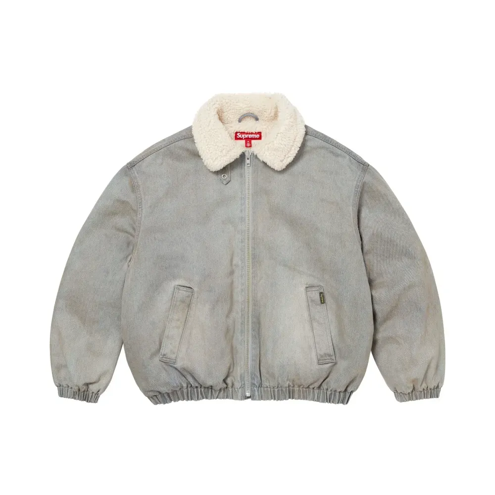 Jaqueta Supreme Faux Shearling Lined Bomber Washed Grey FW26-W8 foto 1