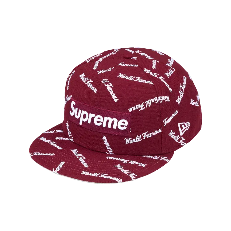 New Era x Supreme Boné World Famous Box Logo Cardinal FW26-W8