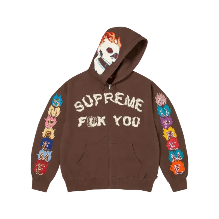 Jaqueta Supreme Fuck You Zip Up Hooded Brown FW26-W8
