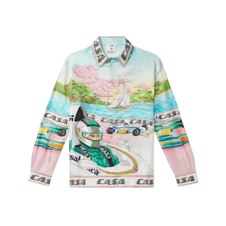 Camisa Casablanca The Art Of Racing Printed Silk-Twill Multicolor