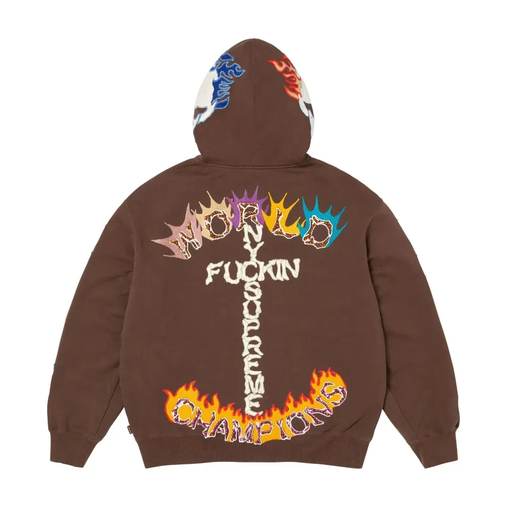 Jaqueta Supreme Fuck You Zip Up Hooded Brown FW26-W8 foto 1