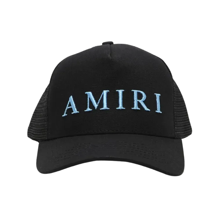 Boné Amiri Embroidered Logo Trucker Black Carolina Blue