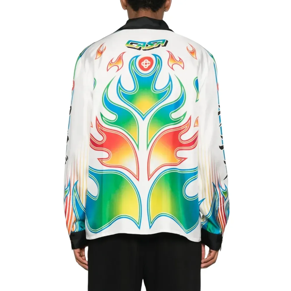 Camisa Casablanca Flame Laurel Long Sleeve Silk Twill White foto 2