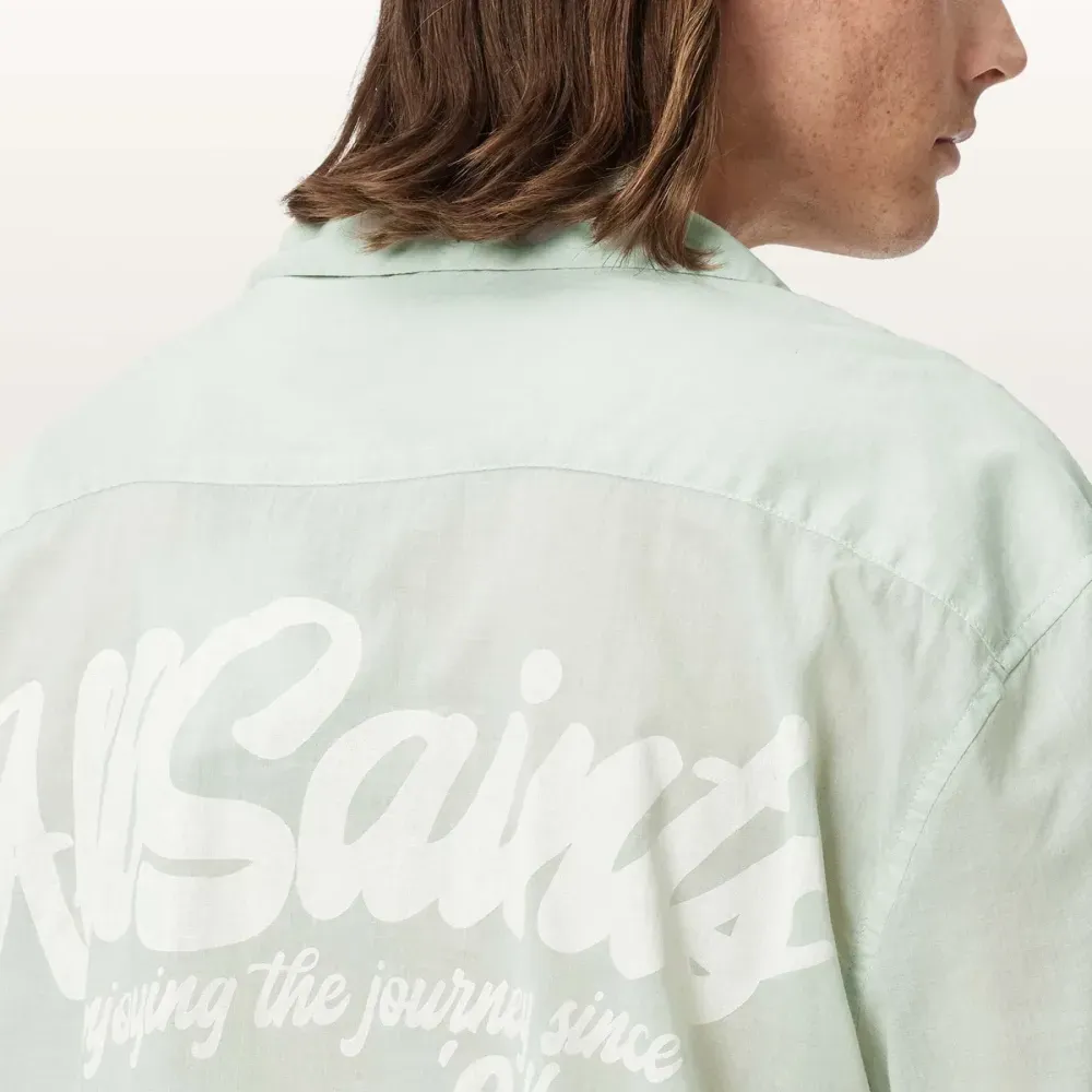 Camisa AllSaints Odyssey Oversized Water Green foto 3