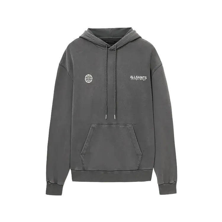 Moletom AllSaints Emblem Oversized Cotton Hoody Washed Black