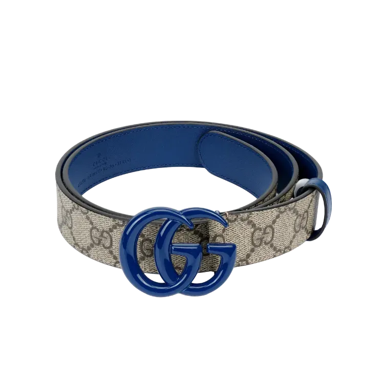 Cinto Gucci GG Marmont Beige Blue