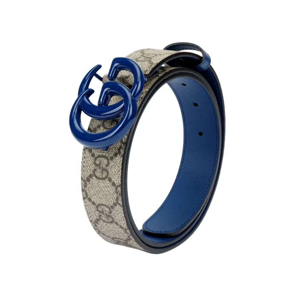 Cinto Gucci GG Marmont Beige Blue foto 2