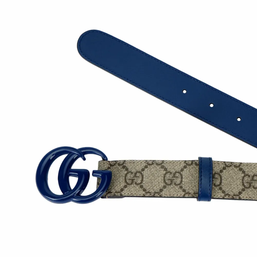 Cinto Gucci GG Marmont Beige Blue foto 3