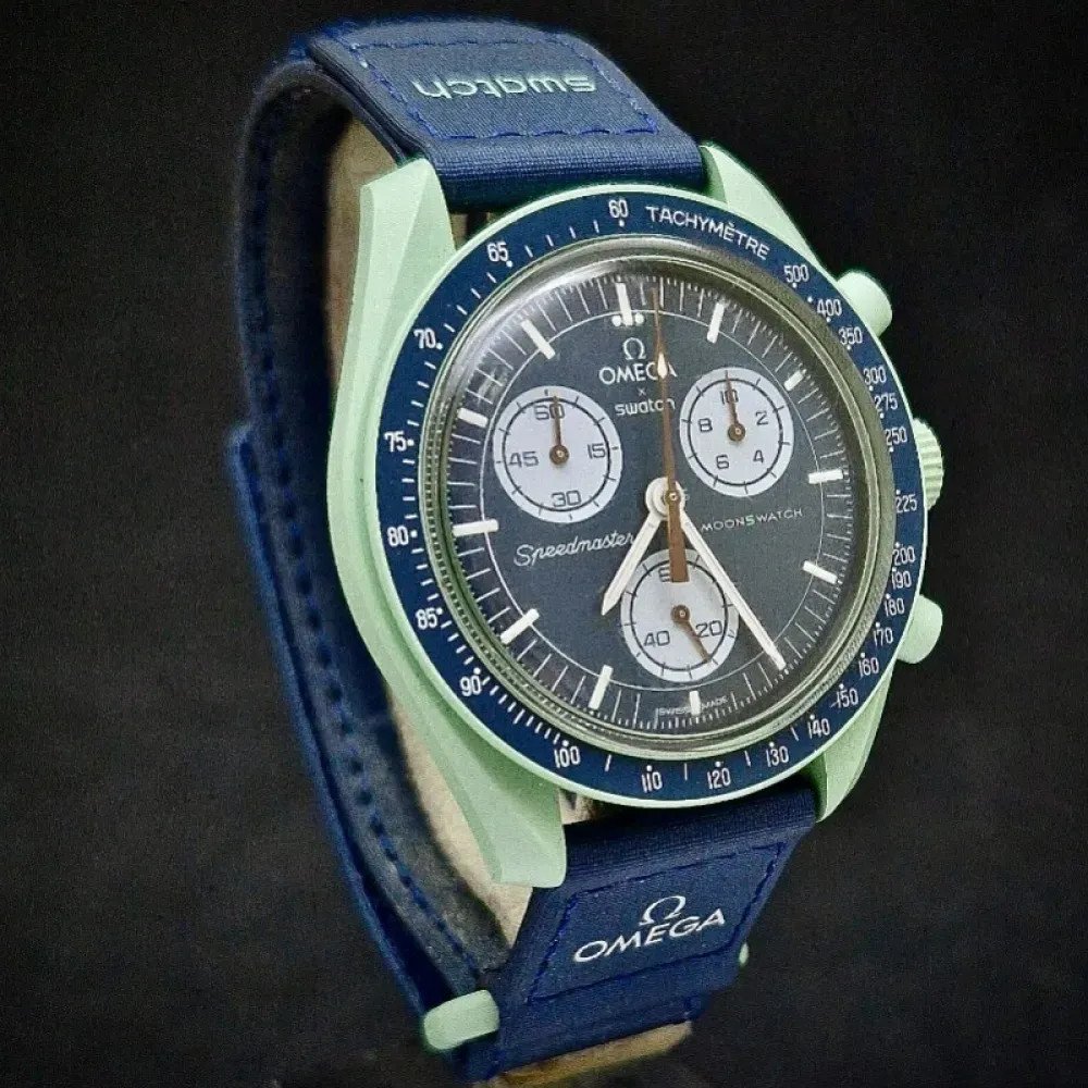 Swatch x Omega Relógio Bioceramic Moonswatch Mission to Earth Navy 42mm foto 3