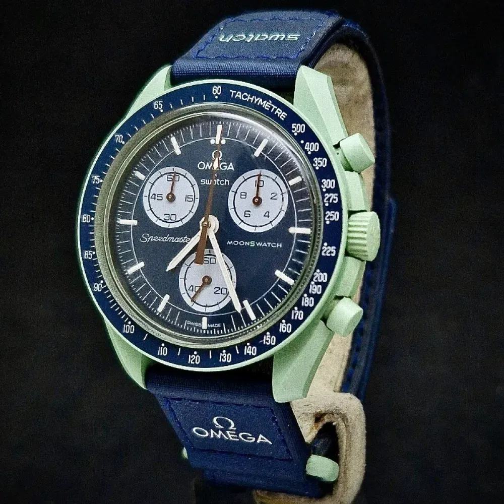 Swatch x Omega Relógio Bioceramic Moonswatch Mission to Earth Navy 42mm foto 1
