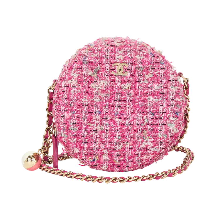 Bolsa Chanel Vanity Tweed Micro Round Pink
