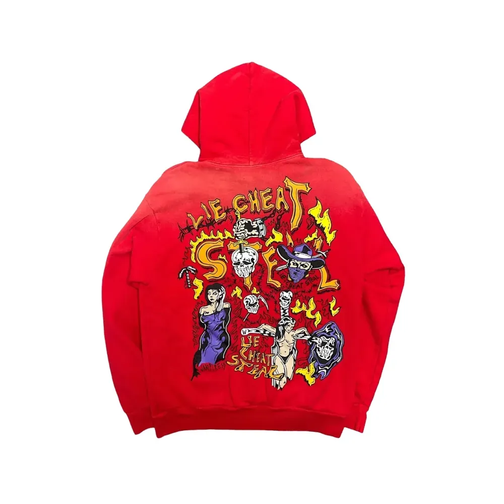 Moletom Warren Lotas Lie Cheat Steal Hoodie Red foto 1