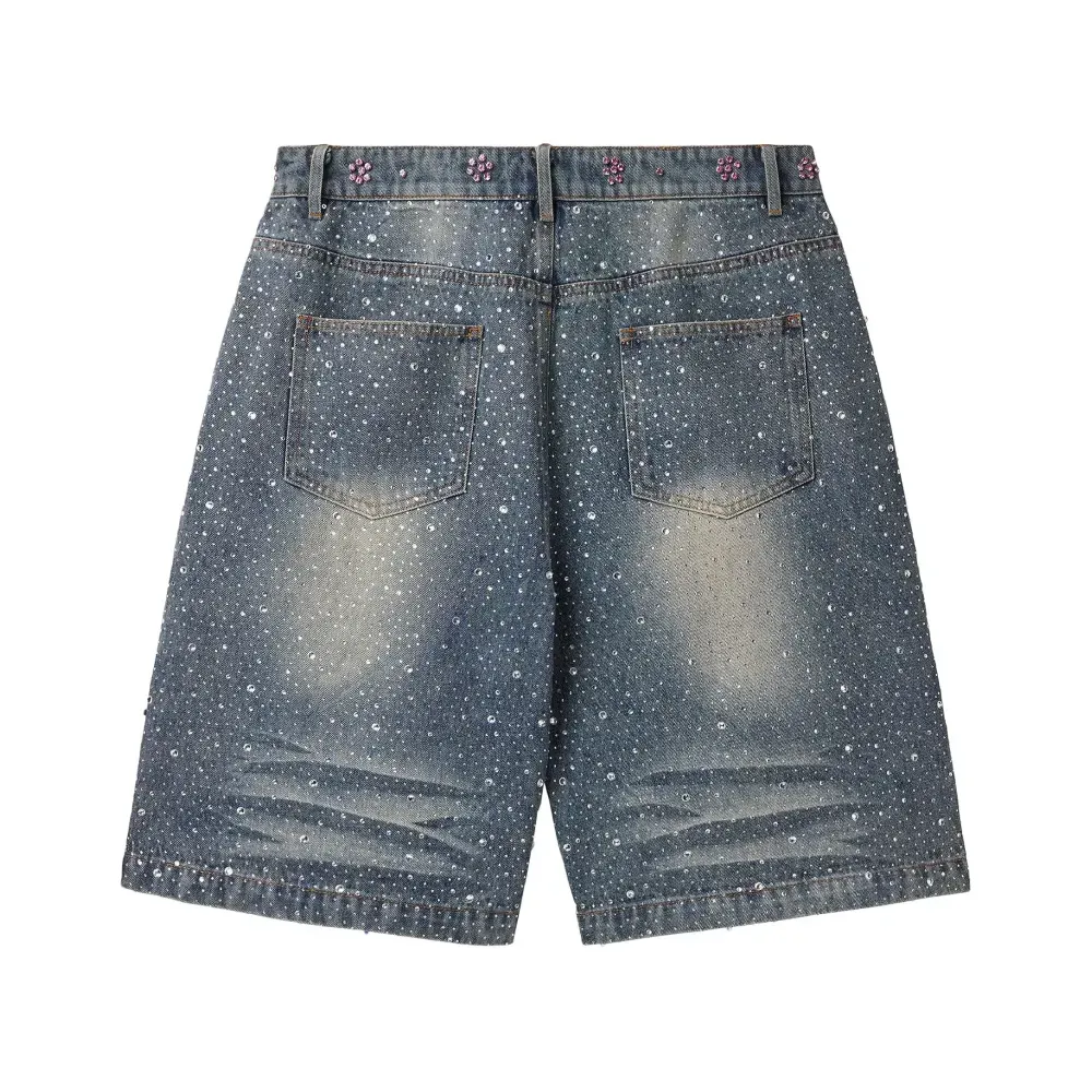 Bermuda Vale Lives Forever Iced Out Jorts Mid Blue foto 1
