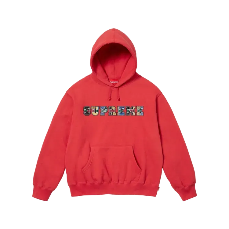 Moletom Supreme Collegiate Patchwork Leather Hooded Burnt Red FW23