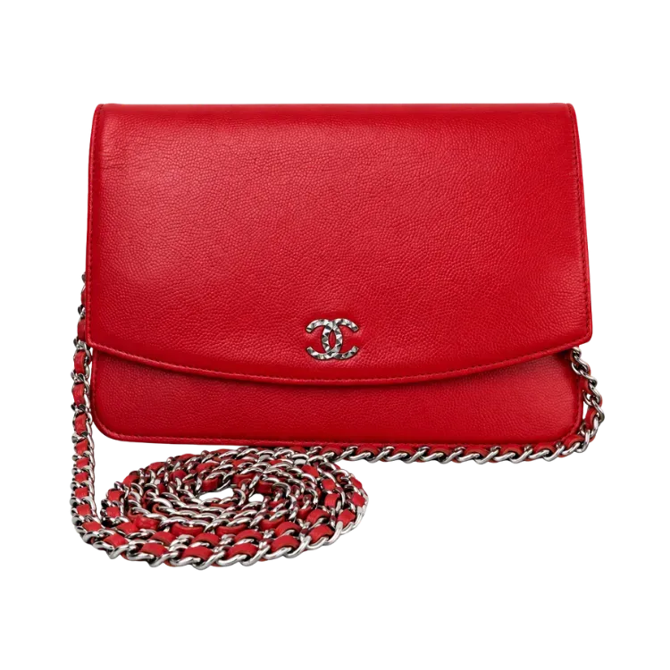 Bolsa Chanel WOC Clutch Leather Red