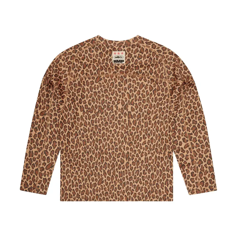 Camiseta Corteiz HMP Mesh Panel Jersey Long Sleeve Leopard foto 1