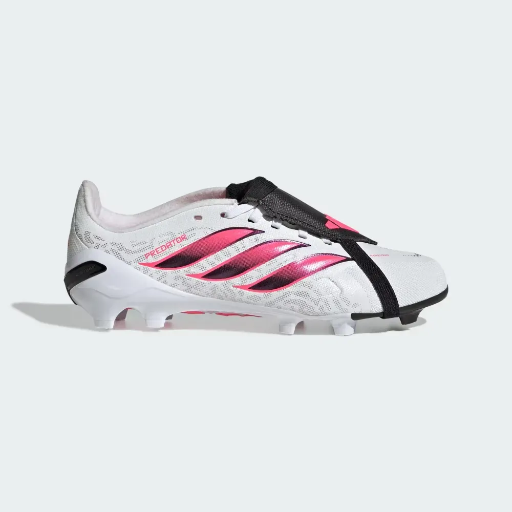 Chuteira adidas Predator League Fold-Over Tongue FG White Pink Infantil foto 1