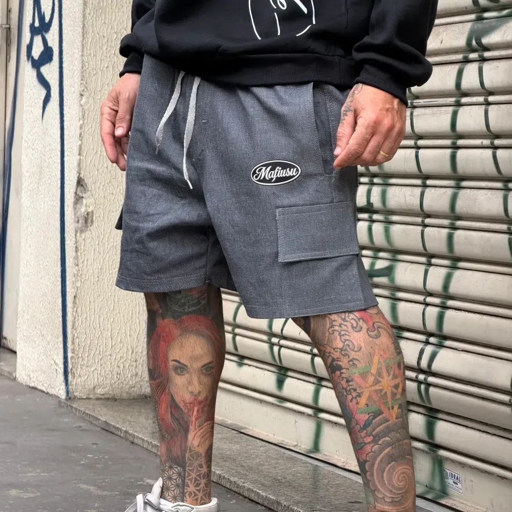 Shorts MAFIUSU Cargo Jeans Beisebol Grey foto 1
