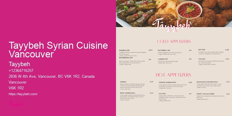 Wedding Catering with Rentals Tayybeh Syrian Cuisine Vancouver