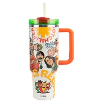 Copo Térmico Weedoo Red Hot Chili Peppers - 1.2L - com Canudo - Branco e Laranja