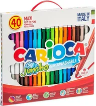 Marcador Carioca Maxi Felt Tip Pens Jumbo Superwashable - 41257 (40 Cores)