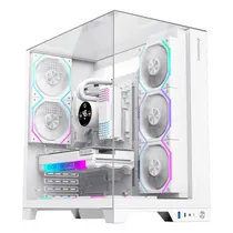 Gabinete Gamer, Aquario, Gamemax Infinity Pro, Mid Tower, ATX, Topo, Frontal e Lateral Vidro Temperado, Sem Fans, Branco