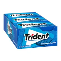 Chicletes Trident Americano Original Azul Sem Açúcar Caixa 12X30G
