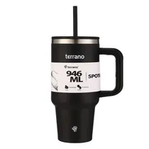 Garrafa Térmica Terrano Spotie Cup - 946ML - com Canudo - Preto
