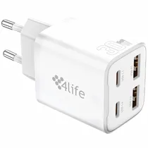 Adaptador de Tomada 4LIFE FL94302XACW 2 USB 2 USB-C de 30 Watts - Branco
