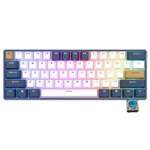 Teclado Mecanico Sem Fio 60% Royal Kludge RK61PLUS Tri-Modes IBM61K, USB-A/USB-C/Bluetooth/Wifi 2.4GHZ, RGB, Switch Blue, Inglês, Klein Blue