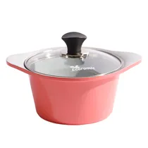 Cacerola de Salsa de Ceramica Ecoramic com Tampa 18CM Rosa