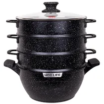 Panela A Vapor Antiaderente Multicamadas Ucc Life, 28 CM, Preta