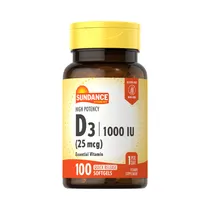 Vitamina Sundance Vitamin D3 25MCG 1000IU 100 Cápsulas