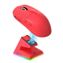 Mouse Gamer Sem Fio Attack Shark X6 PAW-3395 Trimodo USB-C BT 2.4GHZ Red com Base