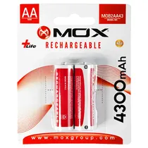 Pilha Recarregável AA Mox MOB2AA43 de 4.300 Mah 1.2V - 2 Unidades