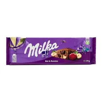 Barra Chocolate Milka Ao Leite, Passas e Avelãs 270G
