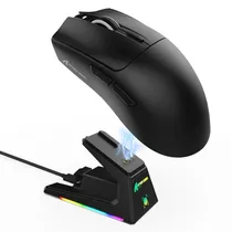 Mouse Gamer Sem Fio Attack Shark X1 PAW-3395 Trimodo USB-C BT 2.4GHZ Black com Base