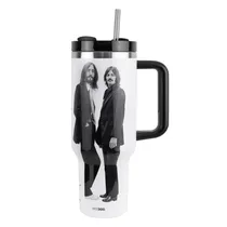 Copo Térmico Weedoo The Beatles - 1.2L - com Canudo - Branco e Preto
