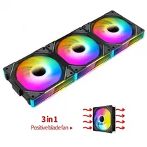 Cooler Fan de Gabinete Kit com 3, Teucer JM-1, Argb, 3-Pin/PWM 4-Pin/SATA, 120MM, Preto