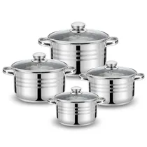 Set de Ollas Haus Roland HR115-1 de Acero Inoxidable 8 Piezas