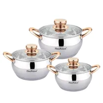 Set de Ollas Haus Roland HR113-3 de Acero Inoxidable 6 Piezas