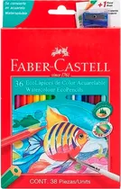 Lápis de Cor Faber Castell Aquarela (36 Unidades) 1 Apontador + 1 Pincel