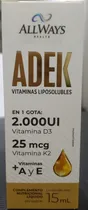 All Ways Medical Vitamina Adek Vitaminas Liposolubles 15ML Cartón Blanco