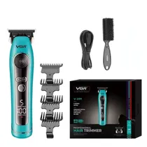 Aparador / Cortador de Cabelo Voyager VGR V-299 Hair Trimmer / 9000RPM / com Acessórios / Recarregável - Preto/ Verde