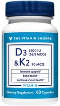 The Vitamin Shoppe D3 2500IU & K2 90 MCG (60 Cápsulas)