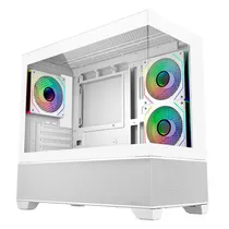 Gabinete Gamer, Aquario, Cooler Master Elite 490 E490-WHNN-S00, Micro ATX, Argb, M-ATX, Frontal e Lateral Vidro Temperado, 3X Fans, Branco 120MM Argb