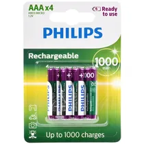 Pilha Recarregável AAA Philips R03B4RTU10 de 1.000 Mah 1.2V - 4 Unidades
