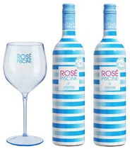 Kit Vinho Vinovalie Rosé Piscine 750ML + Copo