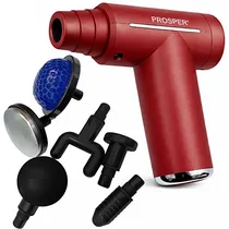 Massageador Muscular Prosper P-1132 com 6 Cabeças Recarregável - Vermelho/Prata