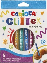 Marcador Carioca Glitter Markers - 42190 (6 Cores)